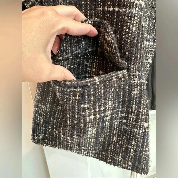 COLDWATER CREEK Wool Short Sleeve Blazer Jacket Brown Blue Tweed Plus Size 18W - Picture 10 of 15